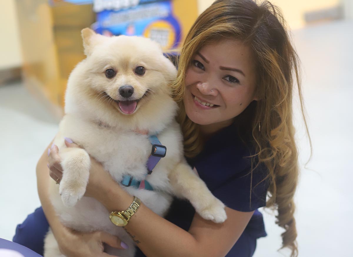 veterinar with happy dog